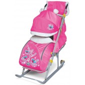 Санки-коляска Ника Детям 6 Снегири на ветках(розовый)